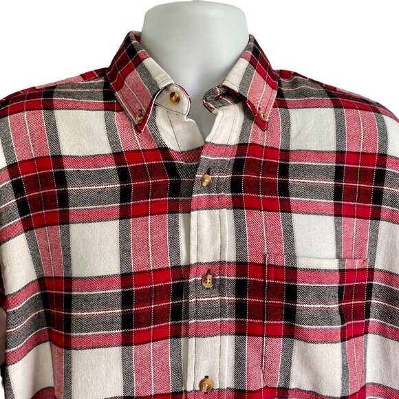 Tackle & Tides Red Black Plaid Cotton Button Down Flannel Shirt Men's Large NEW - Picture 3 of 10